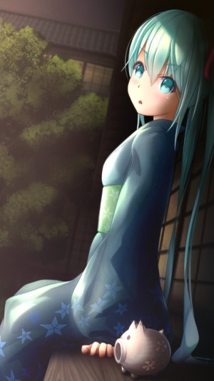 070　「夜中、縁側」　9月21日　イラストコンテスト応募作品