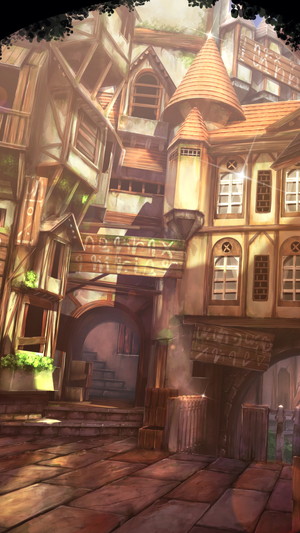 163「暖かい村」　12月17日　初めて3Dモデルを下絵に使った作品です